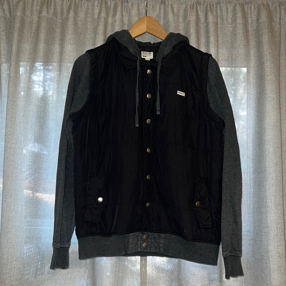 EUC RVCA Women’s Snap Front Hoodie / Quilted Vest Lightweight Combo Jacket